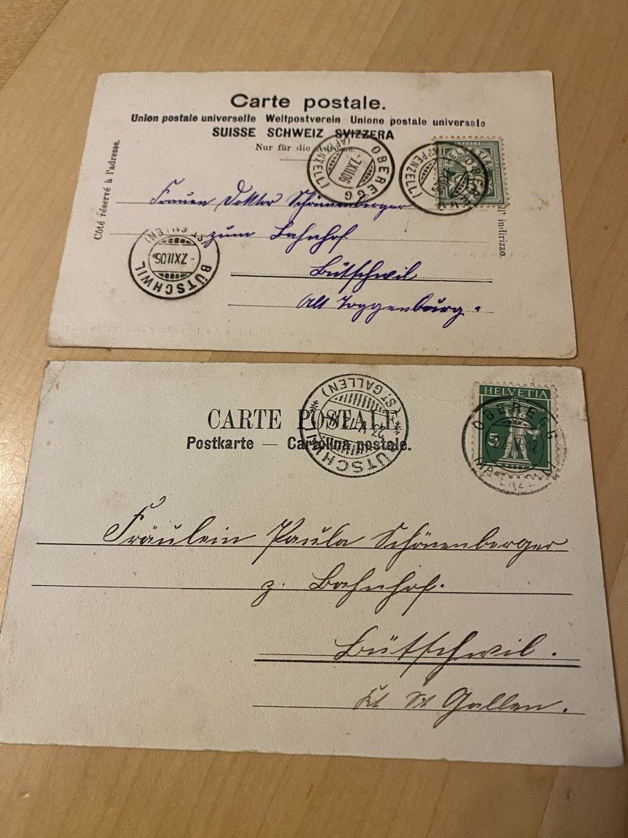Ansichtskarten: 2 Ak Oberegg St. Anton 1912 1907 – Gebraucht aus Mosnang von Goldwasser 3