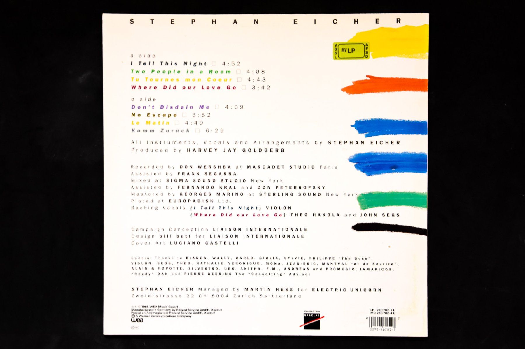 Dischi in vinile: Stephan Eicher - I Tell This Night – Usato da Belmont-sur-Yverdon venduto da ag97 1