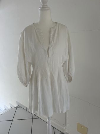 Faithfull the Brand Leinen Kleid, weiss, Gr. L, Sommer! (51)