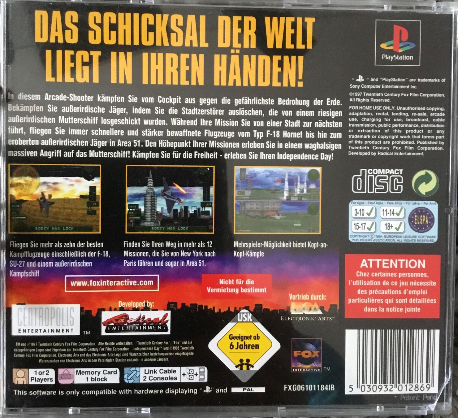 Sony Giochi: PlayStation 1 / ps1 - Independence Day – Usato da Fribourg venduto da PastGame 1