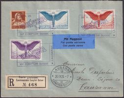 1926, Luxus-Flugbrief mit F10-F12 von LAUSANNE, Kat: 320.-+