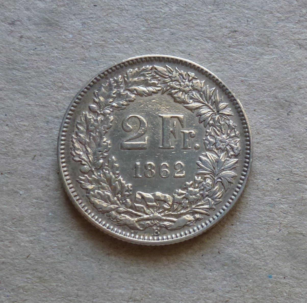 Alle Münzen: ++ 2.- Franken 1862, gute Erhaltung – Gebraucht aus Walkringen von Casablanca777