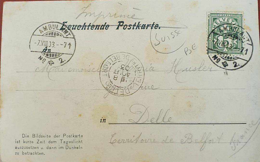 Cartoline postali: BIEL/BIENNE  -  TAUBENLOCH  - Train à vapeur - 1903 – Usato da Delémont venduto da Domdom1 1