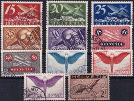 1923/30, Flugpostserie Nr. F3 - F13, gestempelt, fehlerfrei.