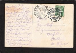 Stabstempel Herten-Frauenfeld auf AK , gel.18.Vl.1914
