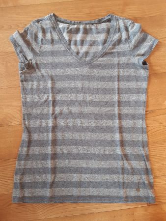 grau silber gestreiftes T-Shirt, S