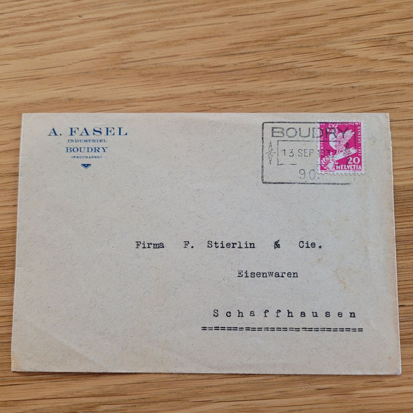 Tous les timbres: Document Boudry 1932 A.Fasel Industrie Eisenwaren Schaffhaus – D'occasion à Biel/Bienne par Destockweb