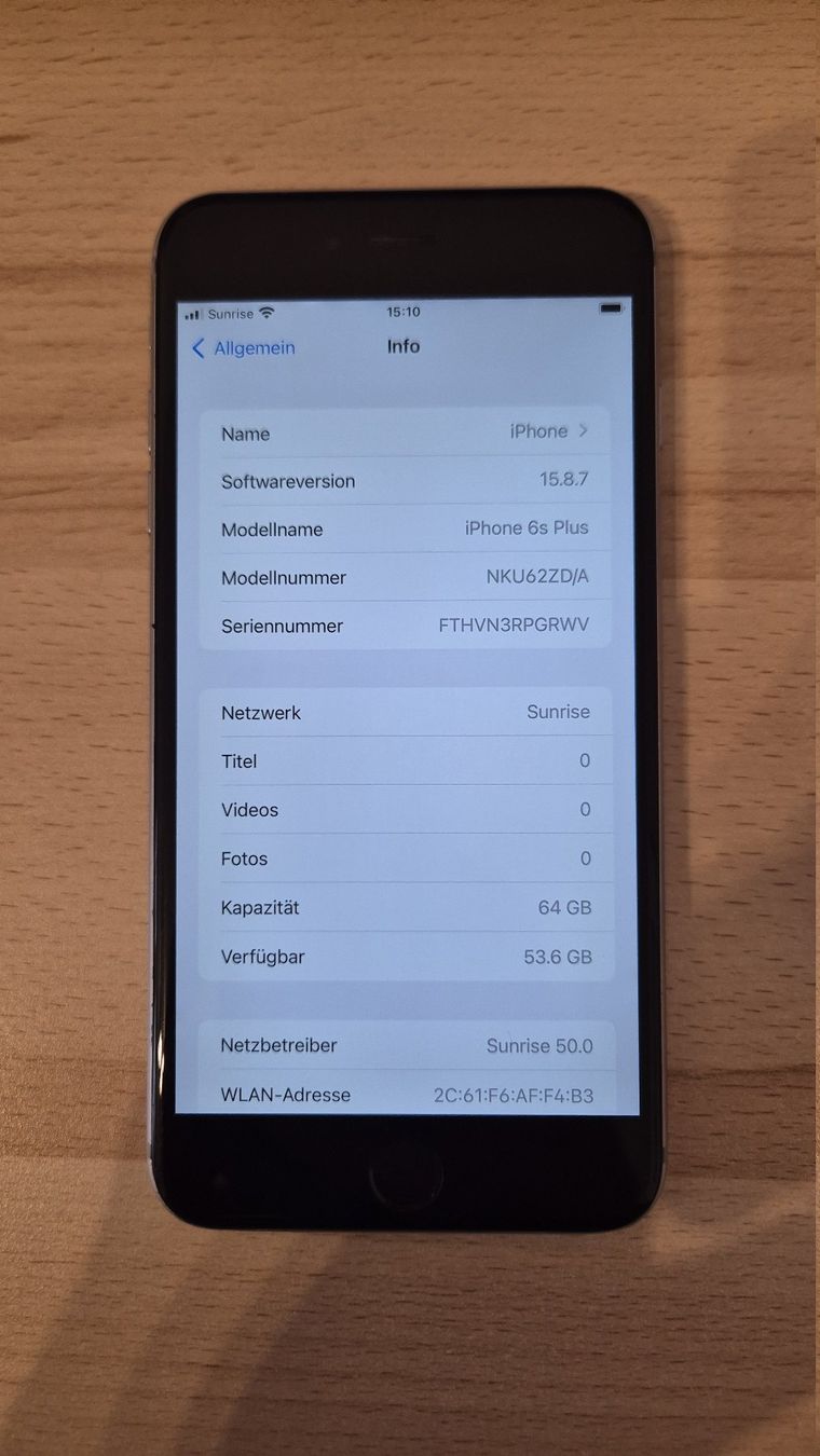 Apple Telefoni cellulari / Smartphones: iPhone 6S Plus 64GB Black/Space Gray 2995 mit neuem Akku – Usato da Münchenbuchsee venduto da MV_Solutions 2