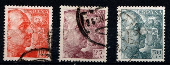 Tutti i francobolli: 3 Timbres Espagne - 1939 -  Franco - obl. – Usato da Blonay venduto da Leglaude_01