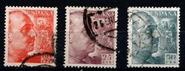 3 Timbres Espagne - 1939 -  Franco - obl.