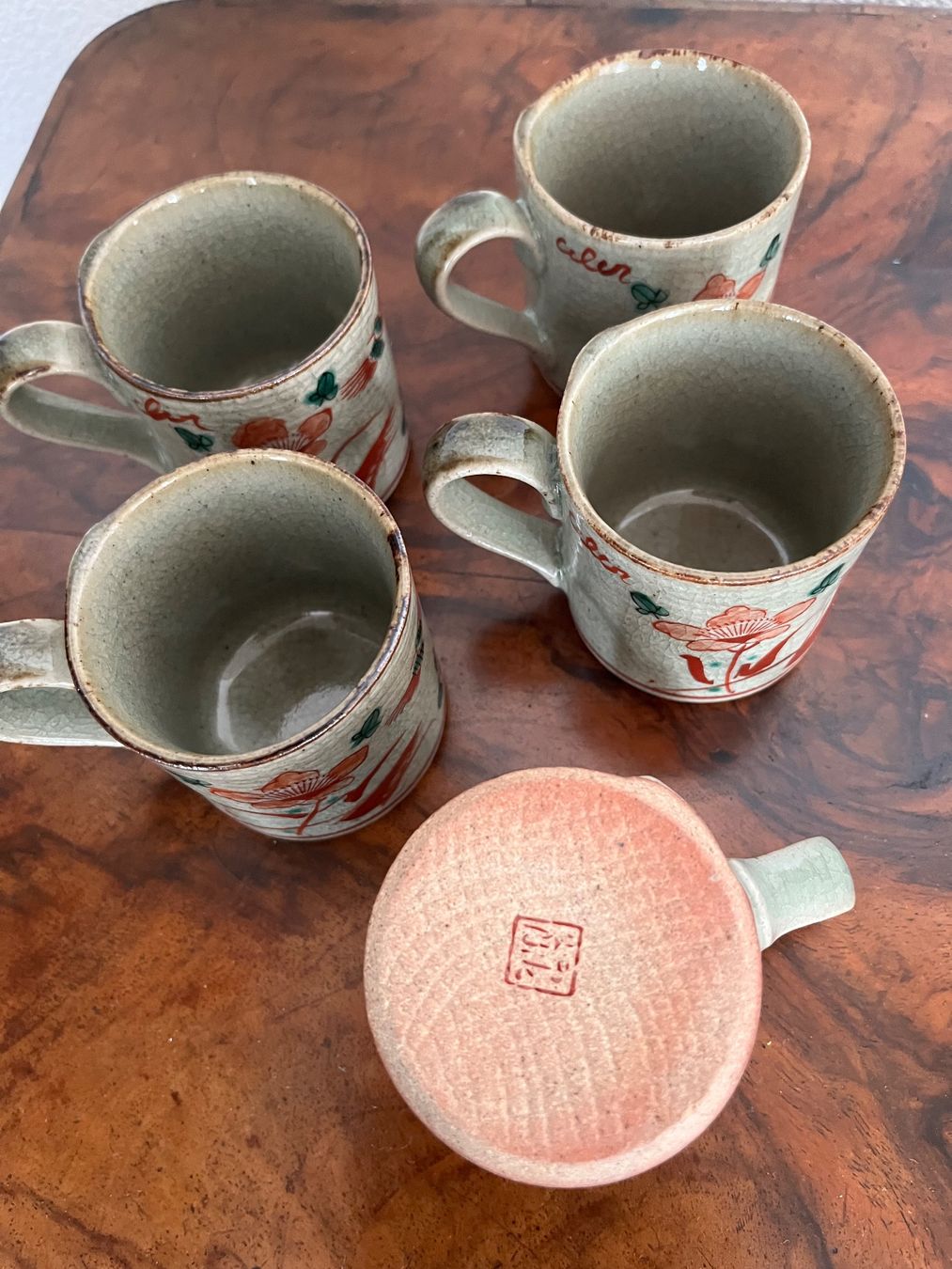 Set di piatti: Japanisches Kaffeeservice, handbemalt, Craquelé-Glasur – Usato da Steckborn venduto da bluepapillon 2