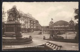 Basel, Bundesbahnhof mit Strassburgerden