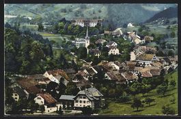 Langenbruck, Ortsansicht mit Kirche im S