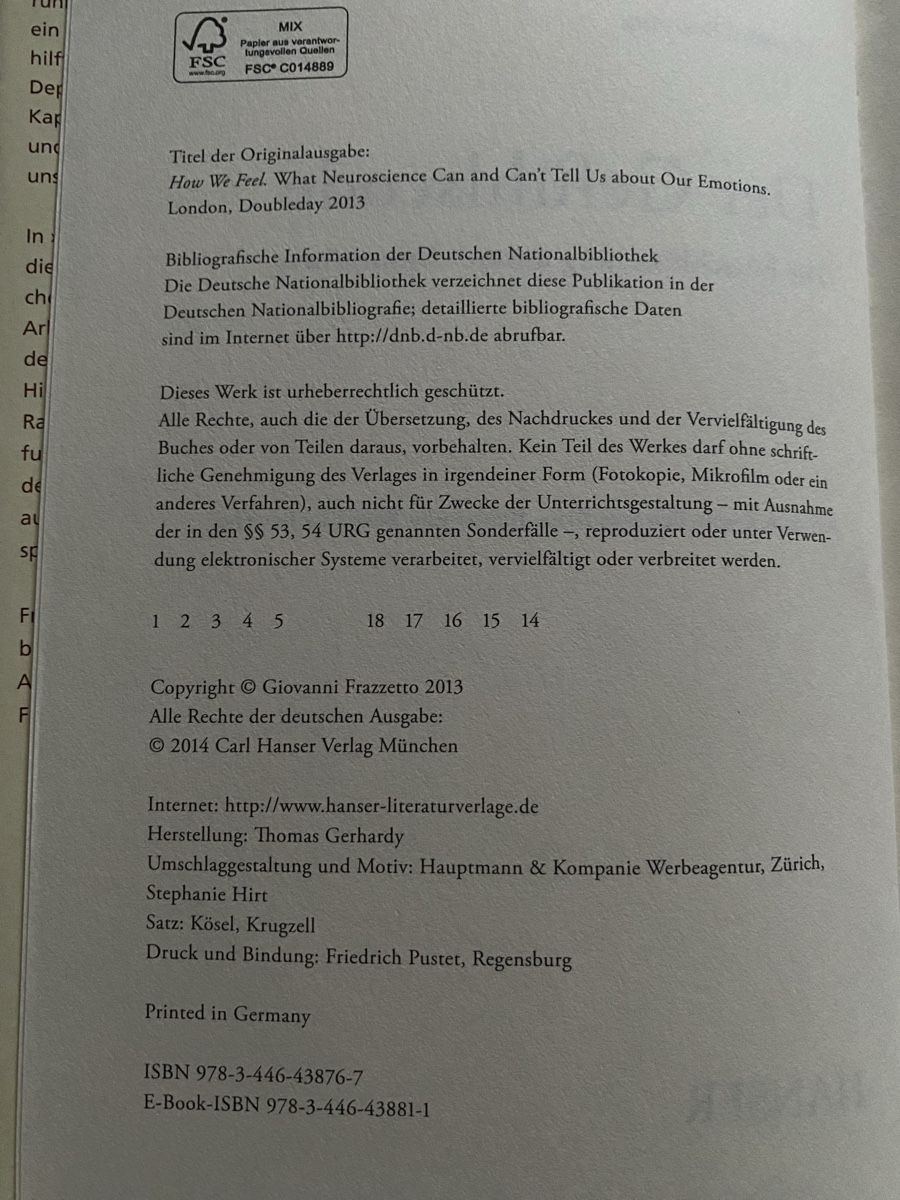 Bücher: Der Gefühlscode - Giovanni Frazzetto – Gebraucht aus Schwarzenburg von Michellu 6