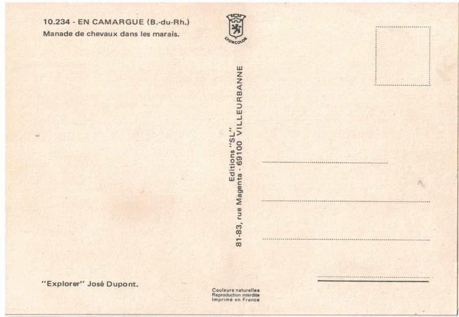 Cartoline postali: Manade de chevaux dans les marais, estimée 1975 – Usato da Frauenfeld venduto da POML 1