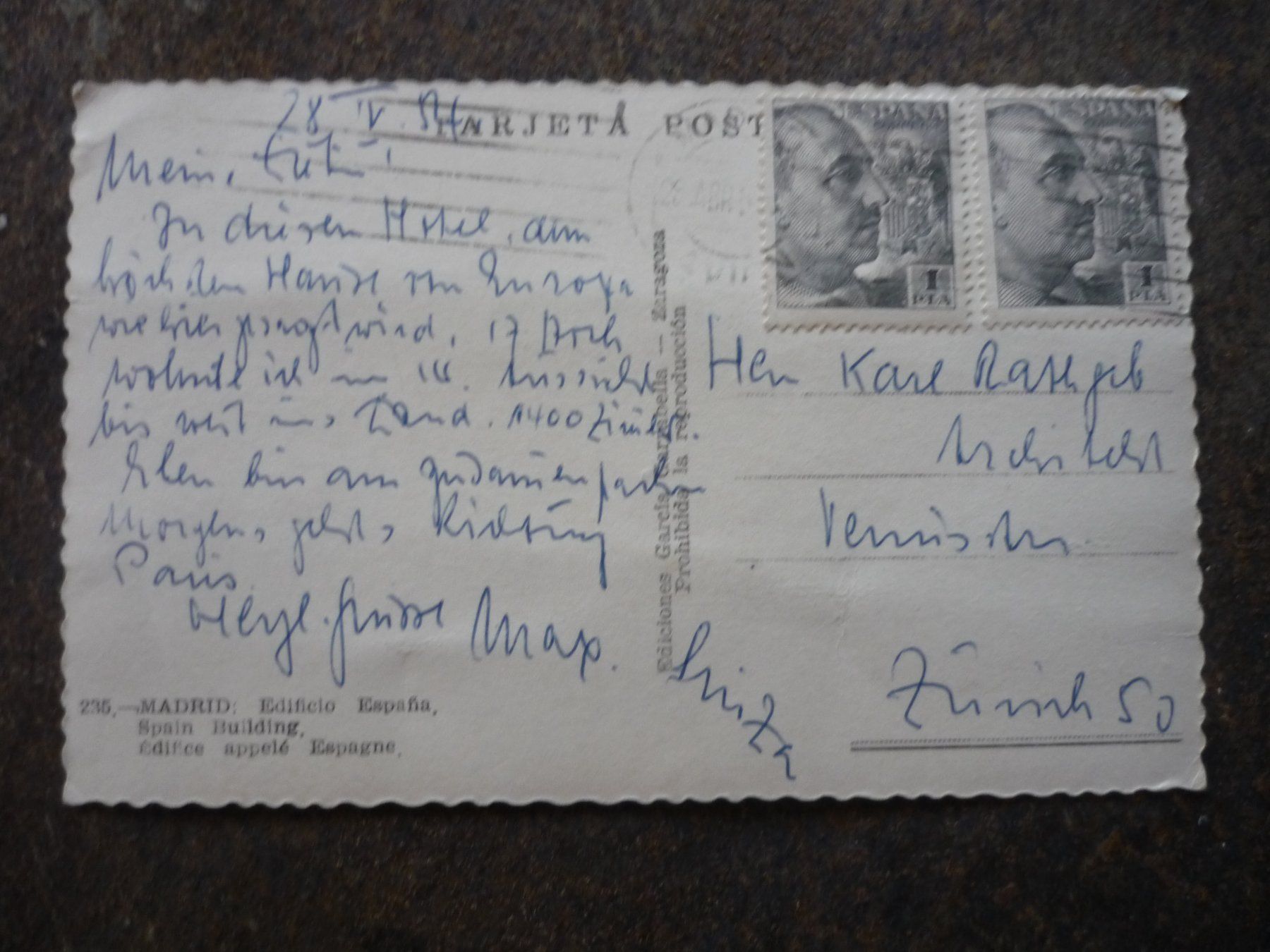 Cartoline postali: Alte Postkarte Madrid Edificio Espana Hotel guter Zustand – Usato da Langnau i. E. venduto da Laendu7000 1
