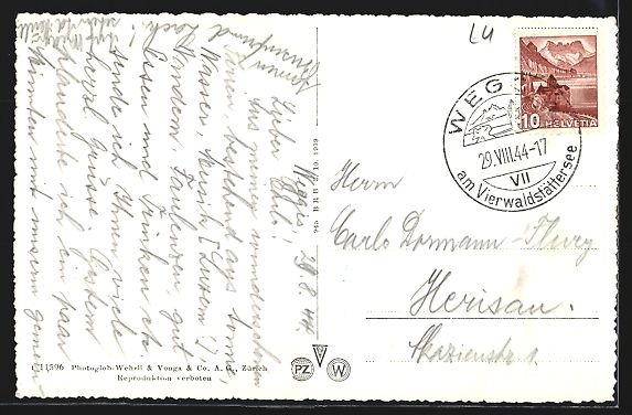 Cartoline postali: Weggis, Unter-Weggis, Gesamtansicht mit  – Usato da Berlin venduto da bartko-reher 1