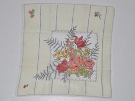 Vintage Stoff Taschentuch mit Blumenmuster