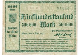 Mainz 500000 Mark LIT.A 02.07.1923 SS++-VZ