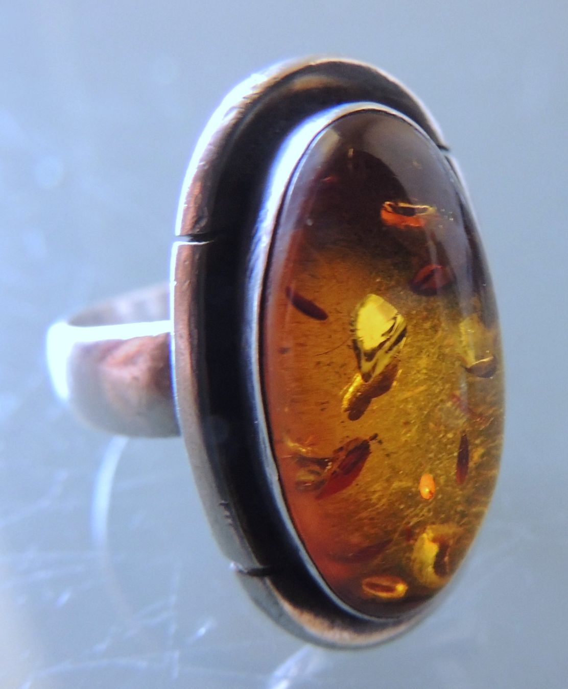 Anelli: Bernstein Silber 800 Fingerring Gr. 59 – Usato da Waldenburg venduto da schaller707 5