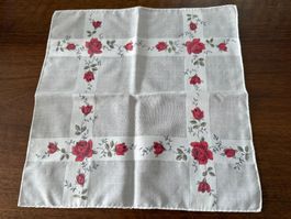 Damen Taschentuch mit Rosenmotiv weiss grau guter Zustand