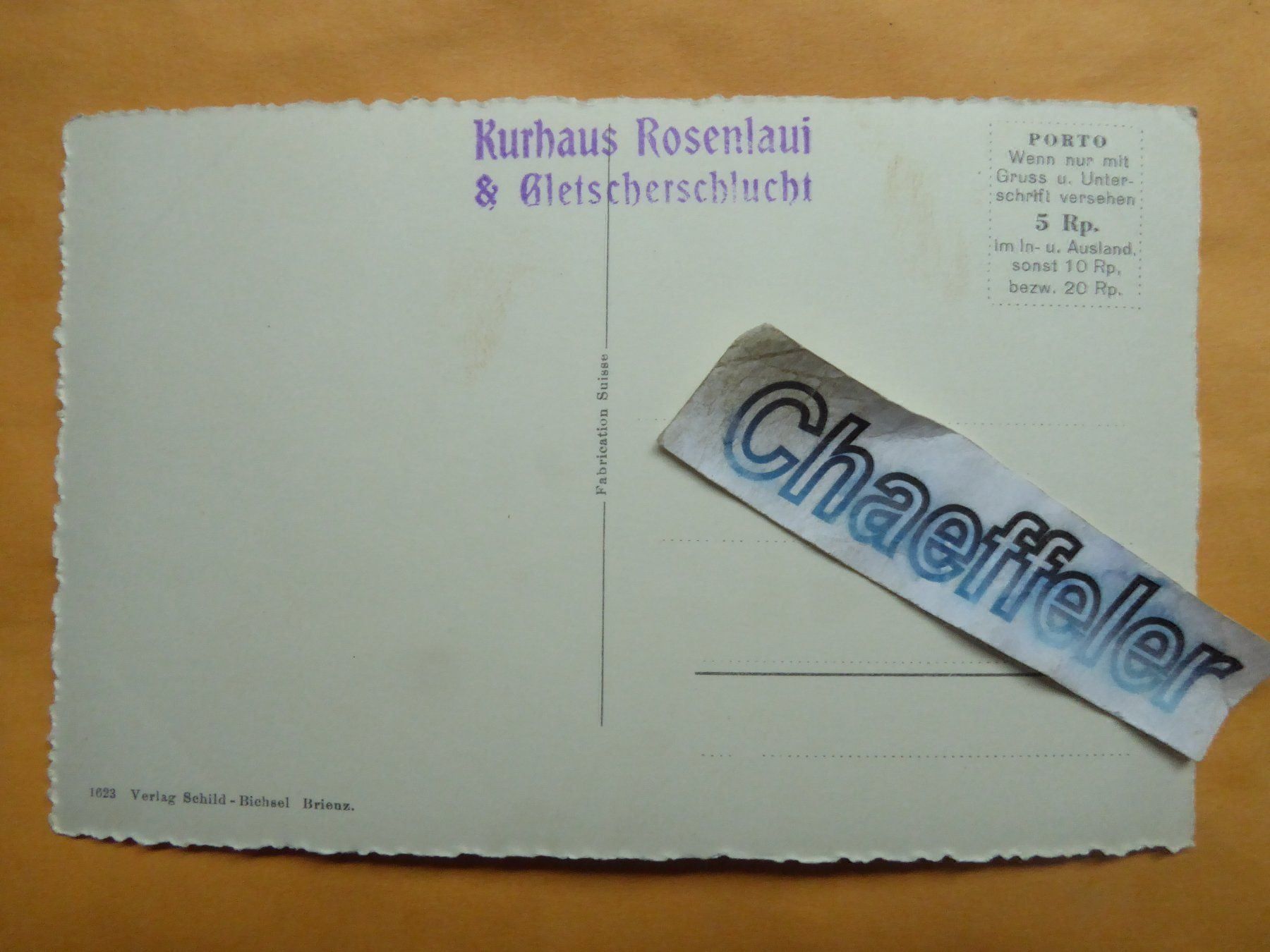 Ansichtskarten: Schwarzhorn.  Eiger, Mönch und Jungfrau – Gebraucht aus Zürich von Chaeffeler 1