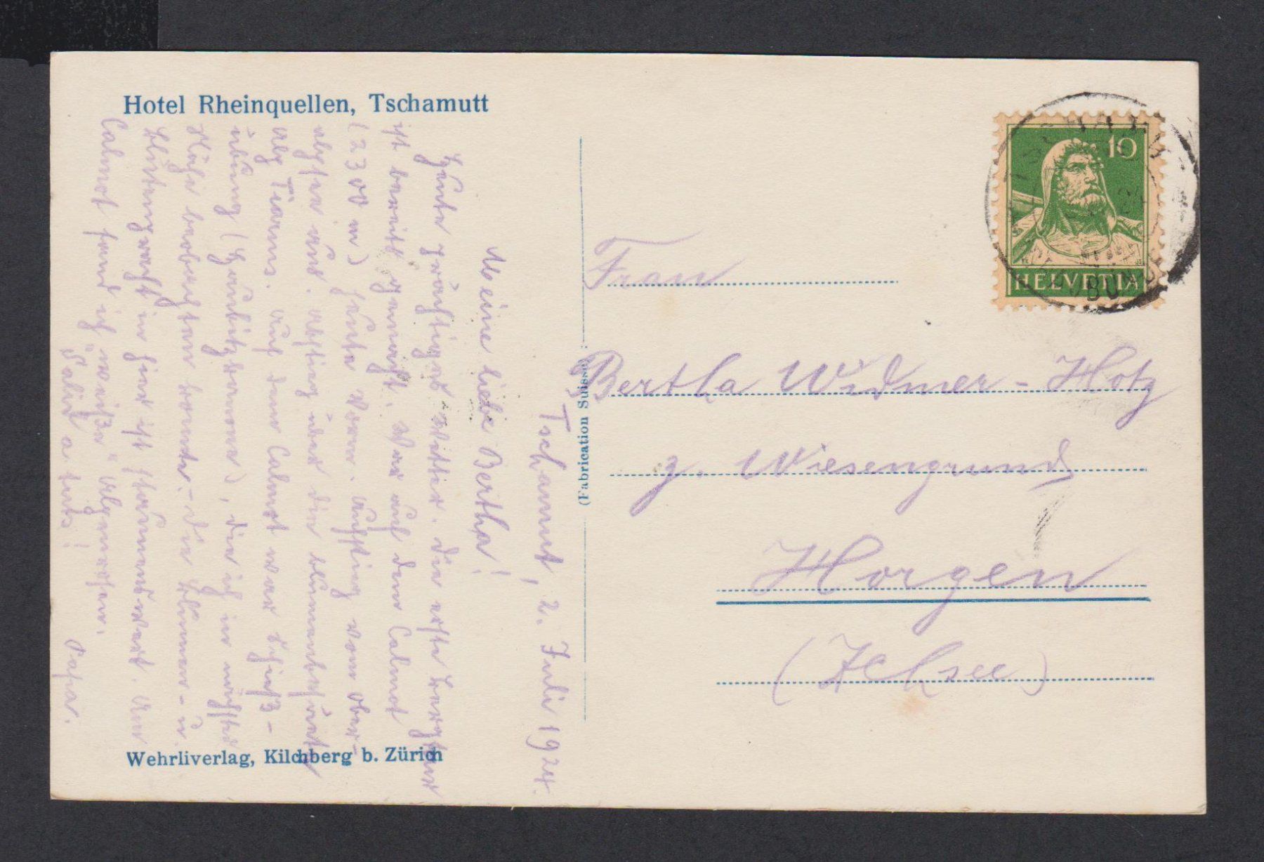 Cartoline postali: Tschamutt  GR   :   2 alte Ansichtskarten gest. 1924 – Usato da Vitznau venduto da Ropaku 1