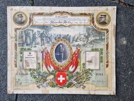 Antikes, grosses Militärdiplom Mobilmachung 1914 Weltkrieg