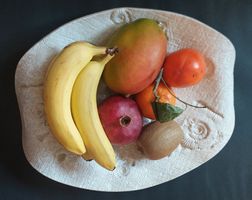 Einmalige Obstschale mit Fossilienmuster! Original Keramike!