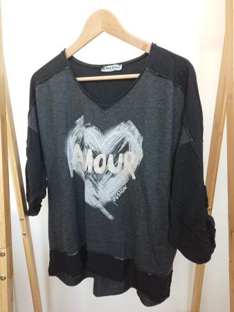 Damen Pullover Made in Italy Gr. L Dunkelgrau meliert
