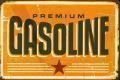 Rusty Blechschild-PREMIUM GASOLINE-gelb