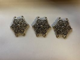 3 breloques flocon de neige vintage argentées pour bijoux...