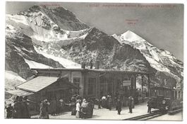 Jungfraubahn (BE) Station Eigergletscher - Touristen um 1910