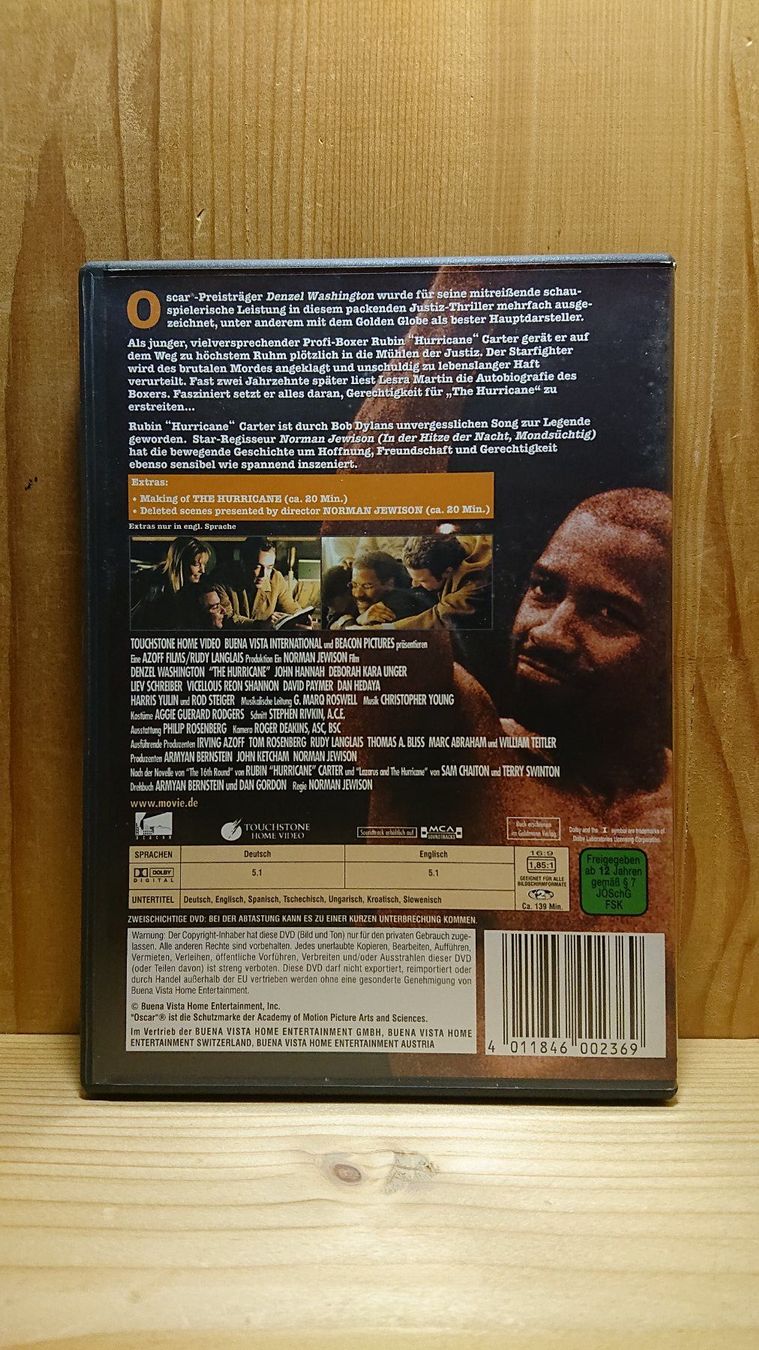Tutti i DVDs: THE HURRICANE DVD mit Denzel Washington – Usato da Wilderswil venduto da Exebub 1