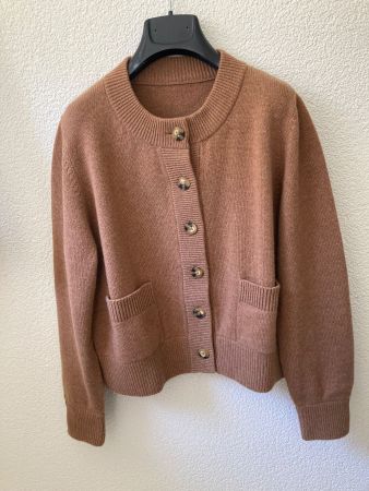 Cardigan aus reinem Kaschmir in Camel-Beige, S/M, NEU!
