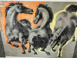 Hans Erni  Lithographie originale Sig.& Numéroté 3 Chevaux