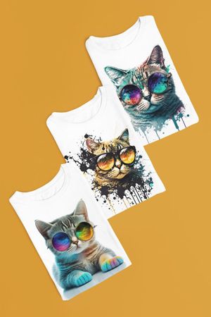 Cool Cat Baumwolle T-shirt 3er Set für Damen