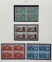 LOT 4 ER BLOCKS BRIEFMARKEN SCHWEIZ NEU 1945
