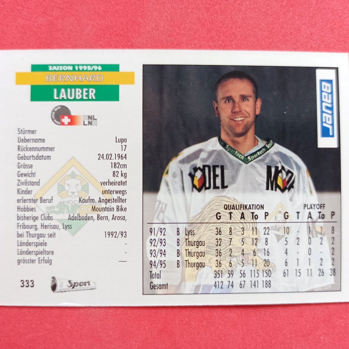 Sammelbilder & Trading cards: Bernhard Lauber - HC THURGAU - 1995/96 – Gebraucht aus Dübendorf von kb86_MOVIE 1