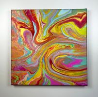 Acryl-Flüssigmalerei, quadratisch
