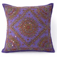 Kissenhülle 40x40cm Indien Kissen Baumwolle Lila-Bunt