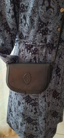 Petit sac en cuir bleu marine Vintage