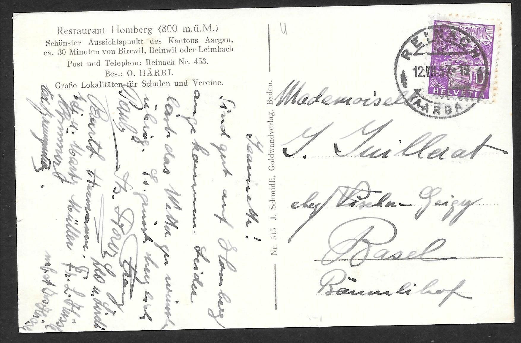 Cartoline postali: Reinach Restaurant Homberg – Usato da Olten venduto da clotaldi 1