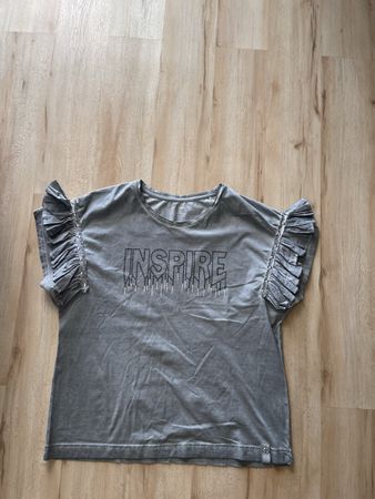 Joli T-shirt femme Monnari gris à volants XL neuf
