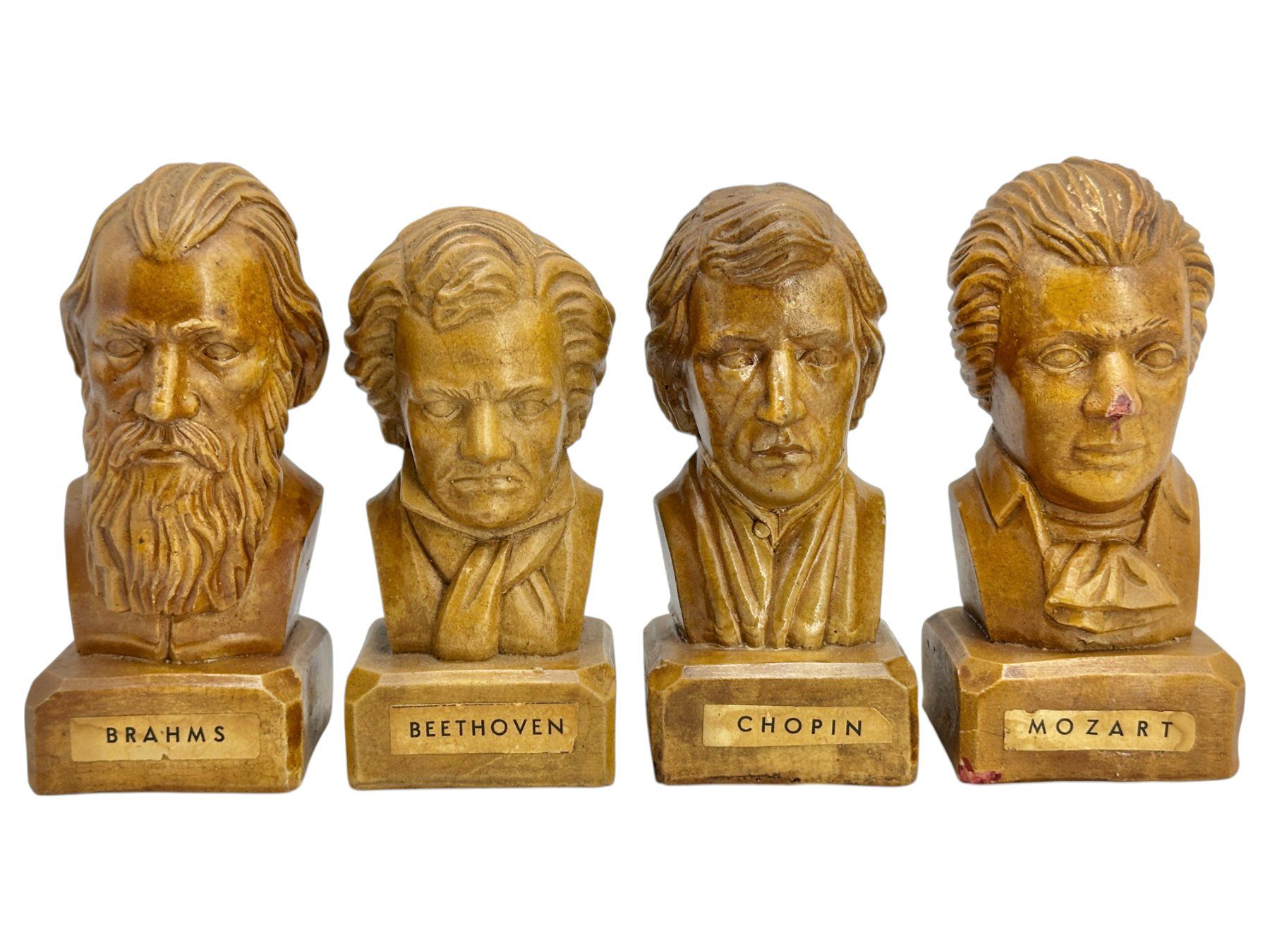 Statuette: 4 Statuettes compositeurs: Brahms, Beethoven, Chopin, Mozart – Usato da Morges venduto da Novantica 2
