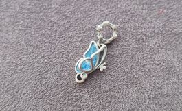 Silber Charm Schmetterling blau mit Schlüssel +Garantie
