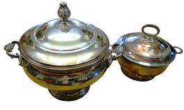 2x soupière métal argenté Suppenterrine versilbert  2L + 1L