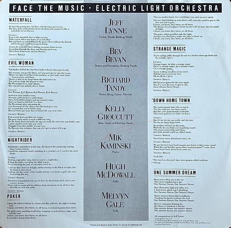 Schallplatten: ELECTRIC LIGHT ORCHESTRA - FACE THE MUSIC – Gebraucht aus Horw von Belowzero0 3