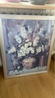 Vintage Floral Print in Silver Frame, Ready to Hang