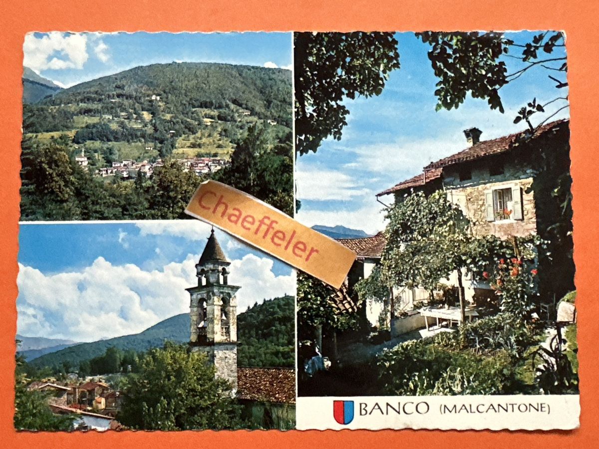 Cartoline postali: 1969 BANCO (Malcantone) – Usato da Zürich venduto da Chaeffeler